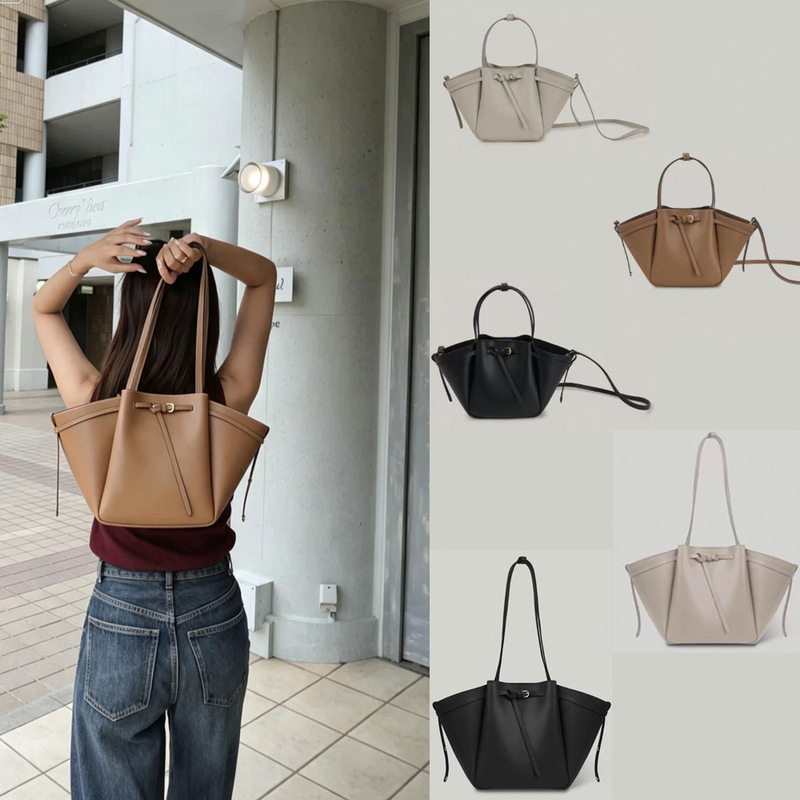 Folnua Petal Bag Vintage Korean Niche Cowhide Handbag Simple High-end Basket Bag Single Shoulder Crossbody Bag