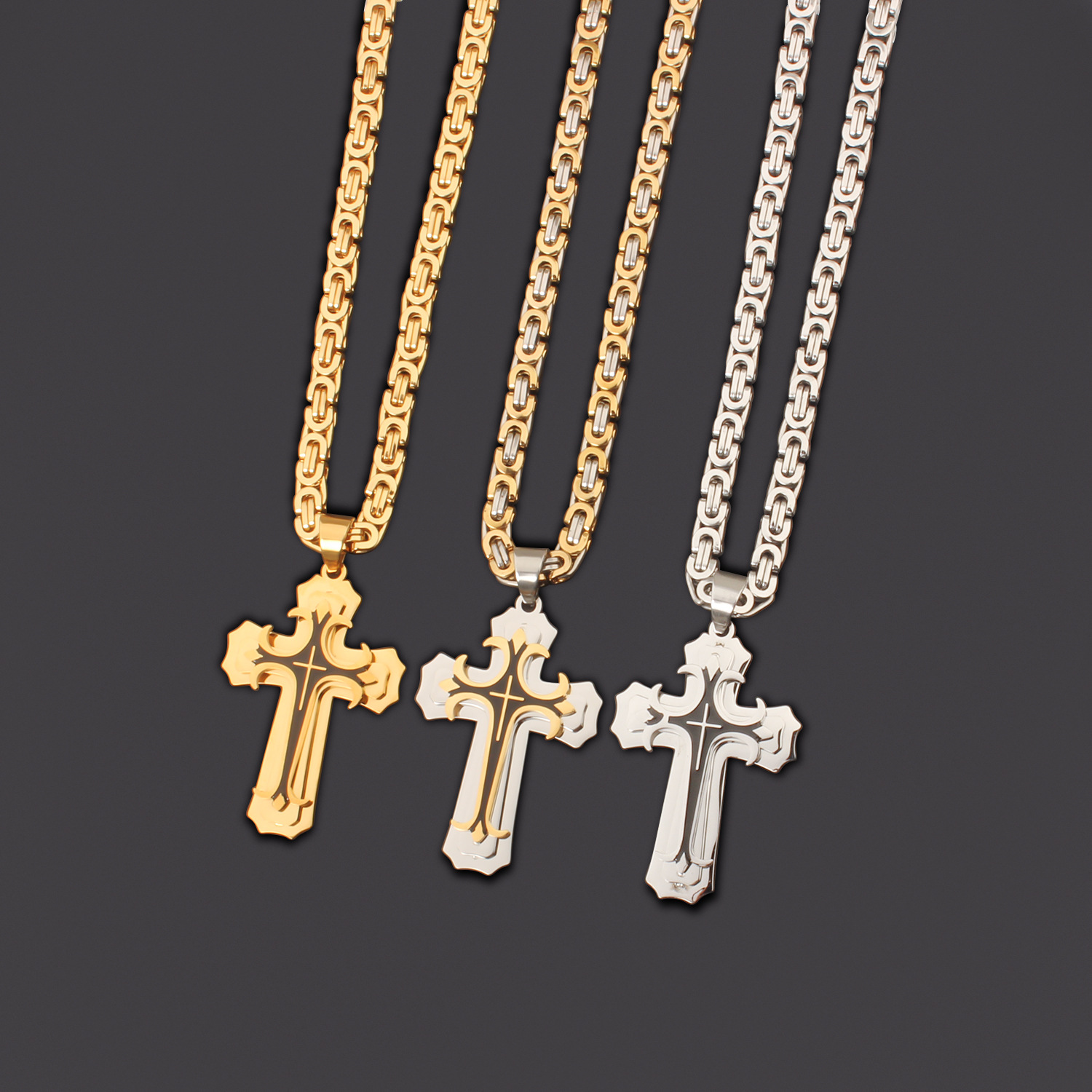 35g Weight Titanium Steel Pendant Material Pendant Necklace Classification Titanium Steel Chain Material 1 Piece Quantity Party, Carnival, Street Occasion Titanium Steel Material Cross Pattern Men's Gender Plating Design Exaggerated, Punk Style Exaggerated Punk Cross Titanium Steel Plating Men's Pendant Necklace 1