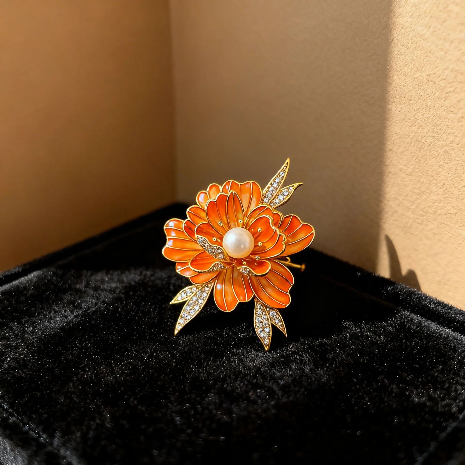 Vintage Enamel Peony Flower Brooch for Women, Niche Chinese Style Painted Flower Pin, Suit Lapel Accessory Pin