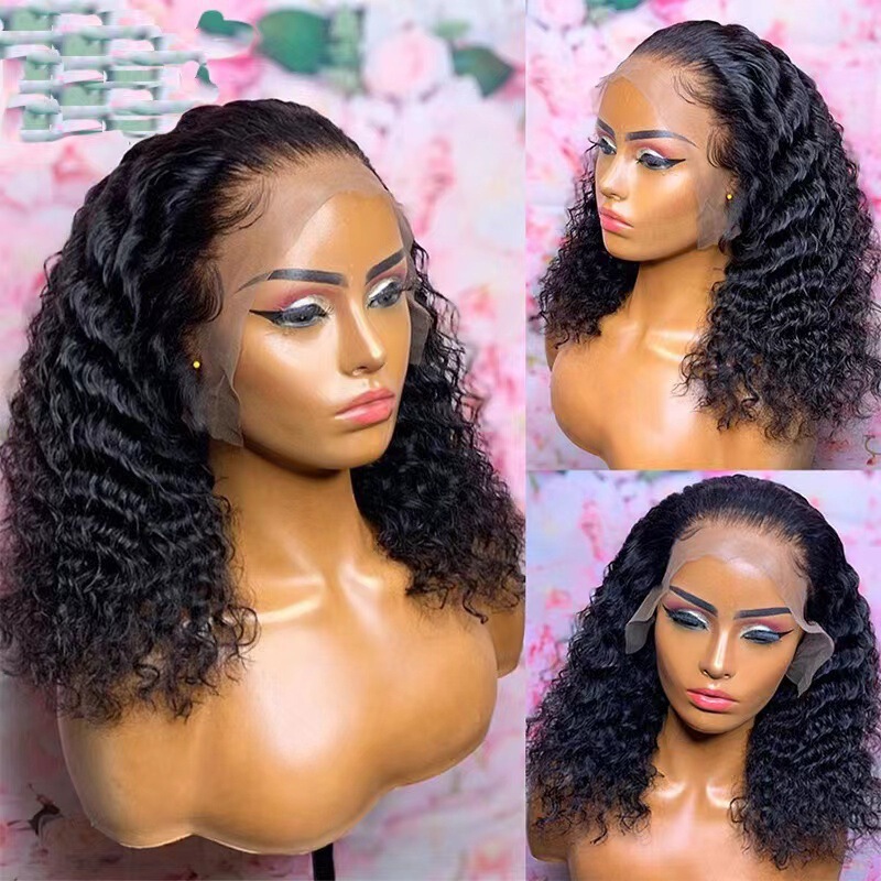 Cross-Border European and American African Small Volume Lace Front Wig Heat-Resistant Synthetic Wig Hair Black