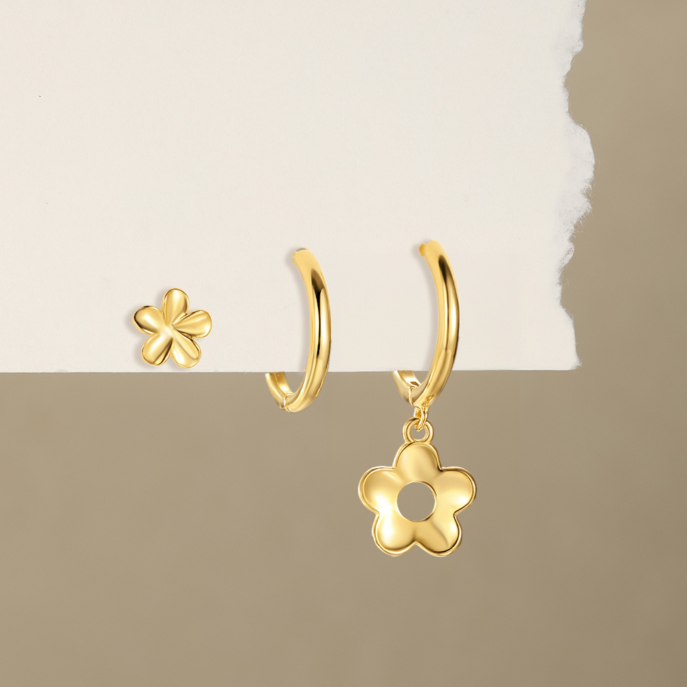 925 Sterling Silver Material 1 Set 925 Sterling Silver Zircon 925 Sterling Silver Earrings Geometric Flower Drop Earrings Earrings Ear Studs