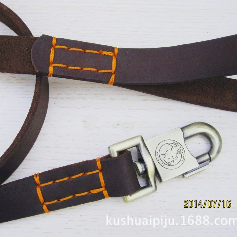 供应宠物用品 牛皮宠物牵引带宠物牵引绳头层牛皮牵引带系列