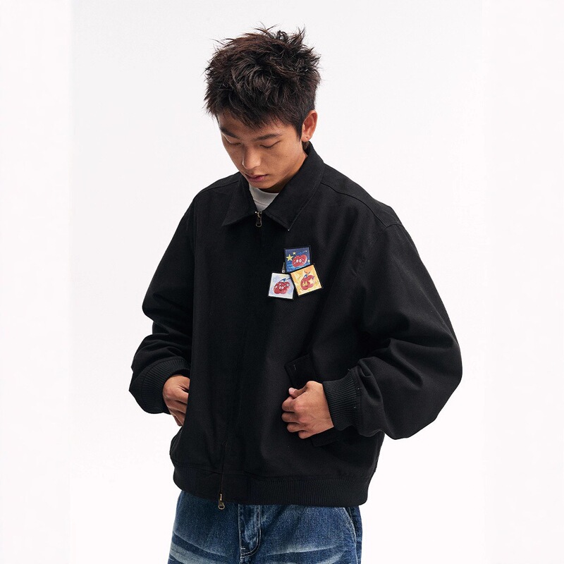 American Retro Style Velcro Embroidered Bomber Jacket for Men and Women, Spring and Autumn Style, Couple's Trendy Brand Men's Jacket American Retro Style Velcro Embroidered Bomber Jacket for Men and Women, Spring and Autumn Style, Couple's Trendy Brand Men's Jacket