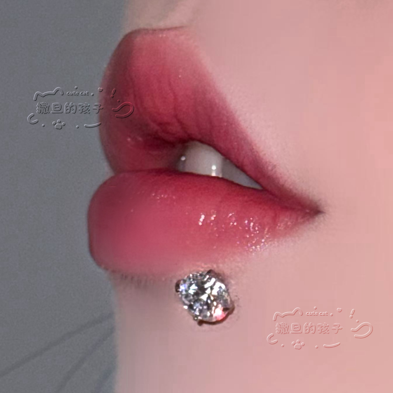 Satan's Child Senior Art Student F136 Titanium Alloy Lip Stud Big Sparkling Diamond Lip Piercing Ring Ear Cartilage Stud detail image 8