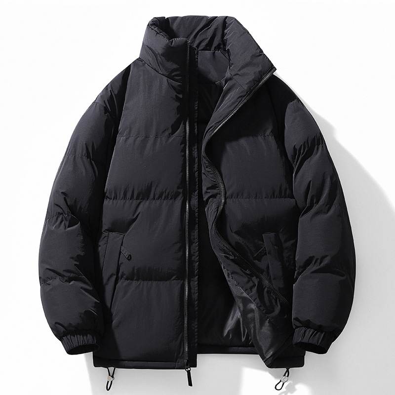 Trajes de algodón de pluma transfronterizos para hombres y mujeres invierno 2025 nuevas parejas de cuello de pan chaqueta de algodón gruesa se puede abrir