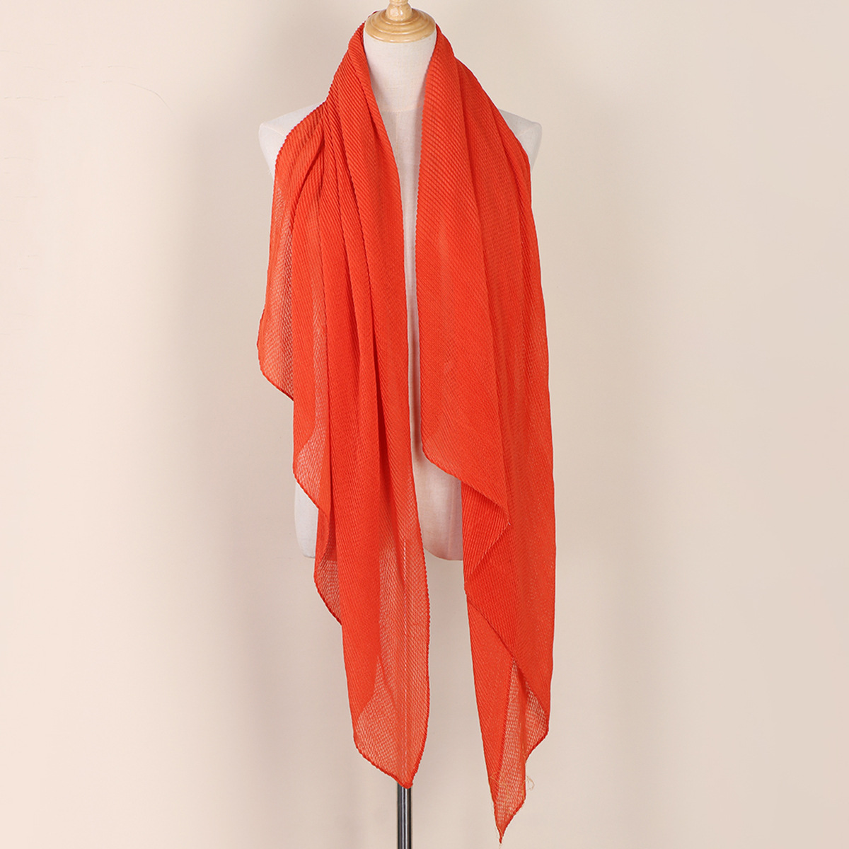 Women's Scarves wrinkled fashion plain wrinkled wrap headscarf solid color voile long shawl_voghion.com