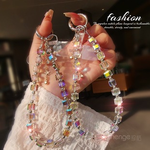 Crystal Beaded Mobile Phone Chain Women's Wrist Hanging Small Fresh and Good-looking Mobile Phone Case Pendant Short Outdoor Anti-lost Travel