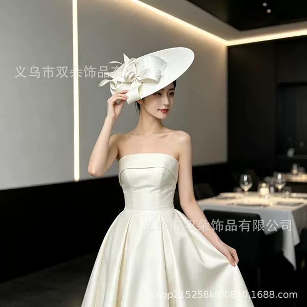 Amazon's Popular Imitation Linen Feather Headpiece, European and American Style Accessories, Horse Racing Festival Hat, Bridal Head Flower, Flat Hat Base