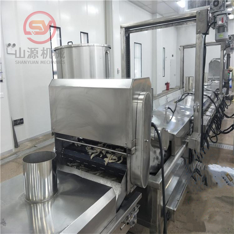 厂家供应自动刮渣鸡排肉饼油炸机 全自动鱼虾饼油炸生产线