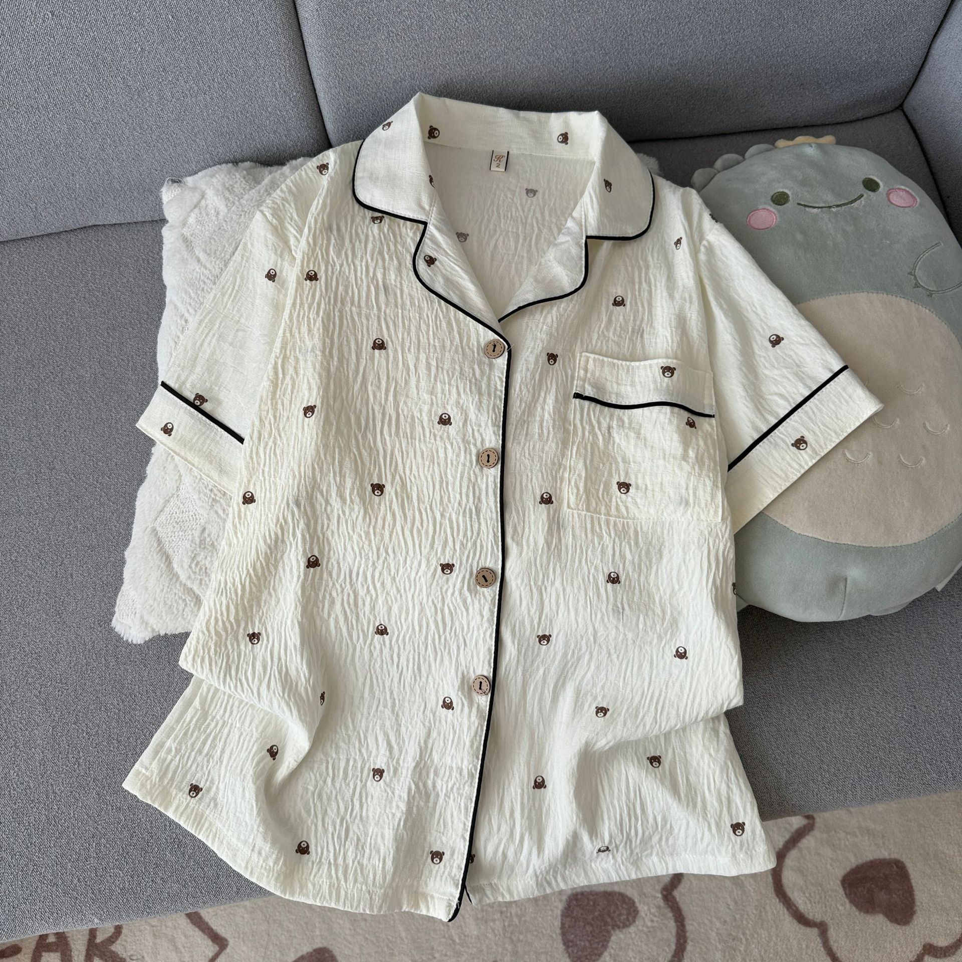 120G nubes de algodón pijama ropa para el hogar mangas cortas pantalones largos conjunto entidad mayorista sudeste asiático TK pedidos de comercio exterior transfronterizo