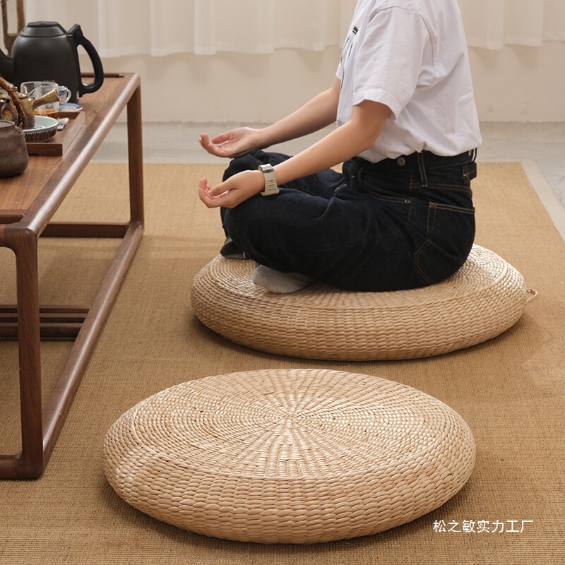 和風わら編み厚手の蒲団茶道座布団、瞑想、仏教礼拝、瞑想用クッション、家庭用畳|undefined