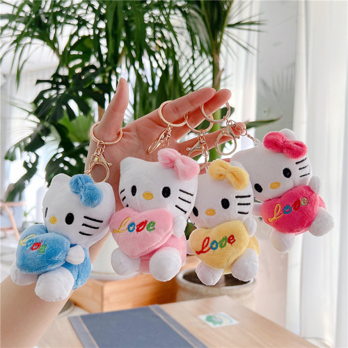 KT cat doll small pendant plush toy cute cat doll wholesale popular keychain bag pendant