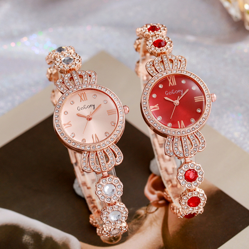 All-Match New Fashion Crown Rhinestone Women's Watch Women's Niche Steel Belt Bracelet Life Waterproof Student's Watch