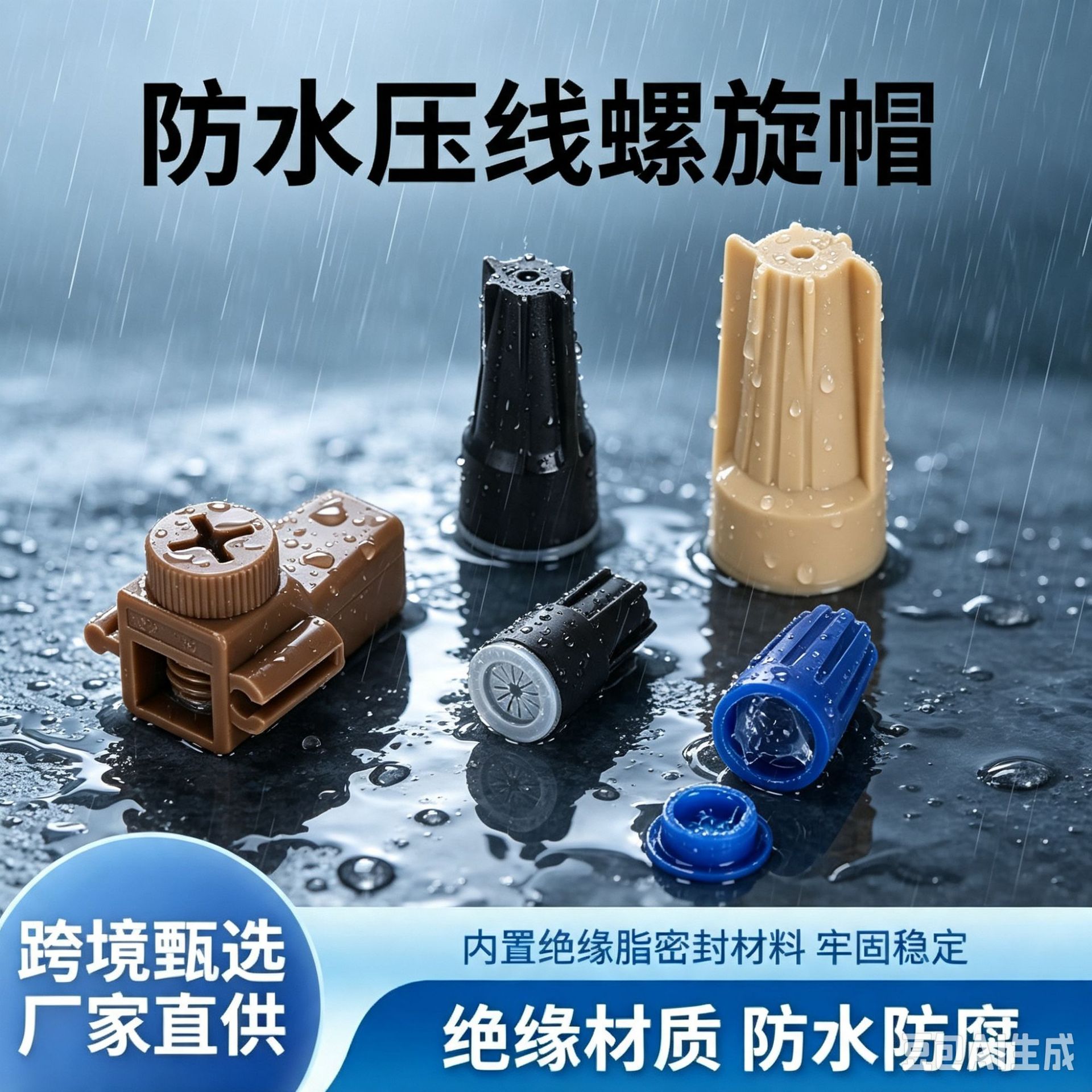 精铭防水接线压线帽弹簧式P1/2/3/4/6电线连接器旋转闭端子螺旋帽