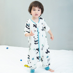 Baby Sleeping Bag Summer Thin Double Layer Bamboo Cotton Gauze Sleeping Bag Baby Children's Leg Sleeping Bag Air-conditioned Room Kick-proof Quilt