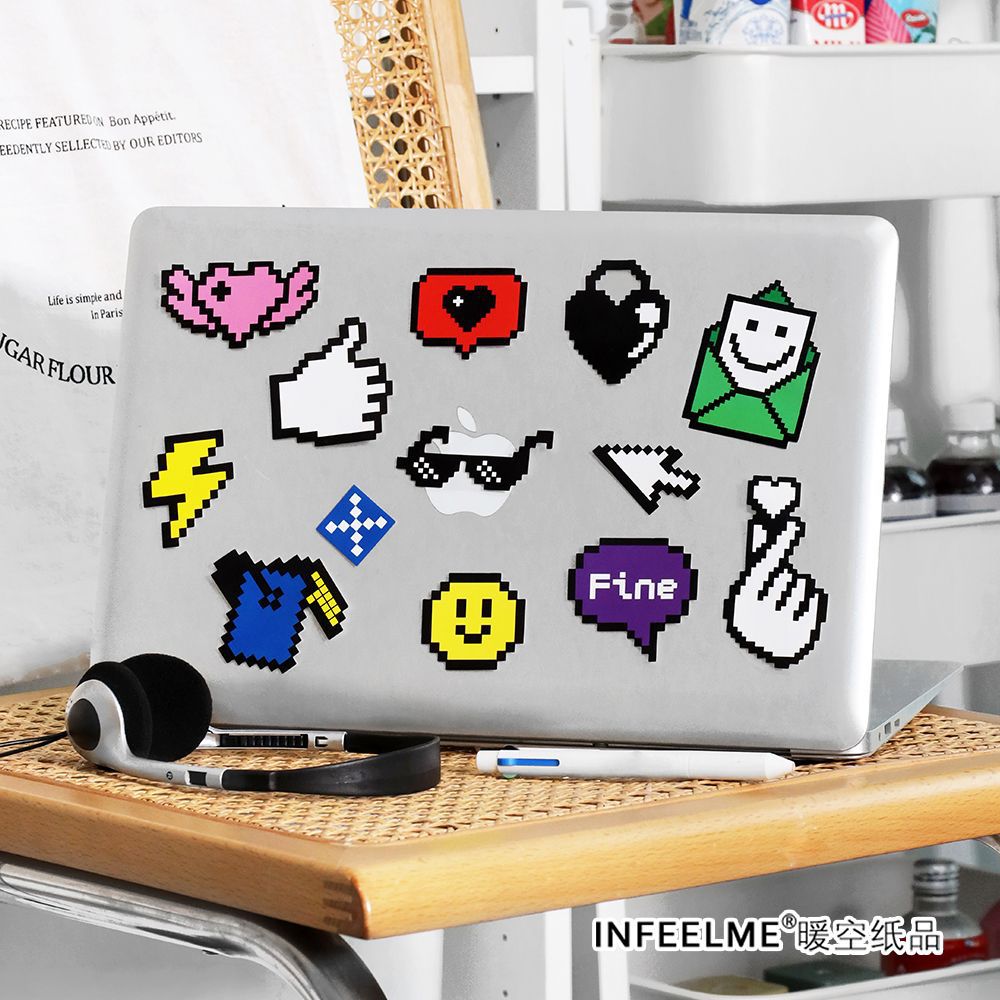 Infeel.Me papel sintético adhesivo pegatinas Pixel World serie simple tela de mano DIY material pegatinas