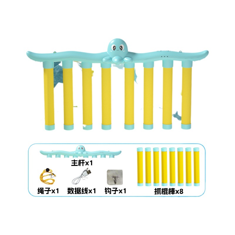 Ocho agujeros pulpo ojo rápido mano agarrar rápido máquina de palo recarga música juguetes eléctricos caída aleatoria reacción ejercicio de velocidad