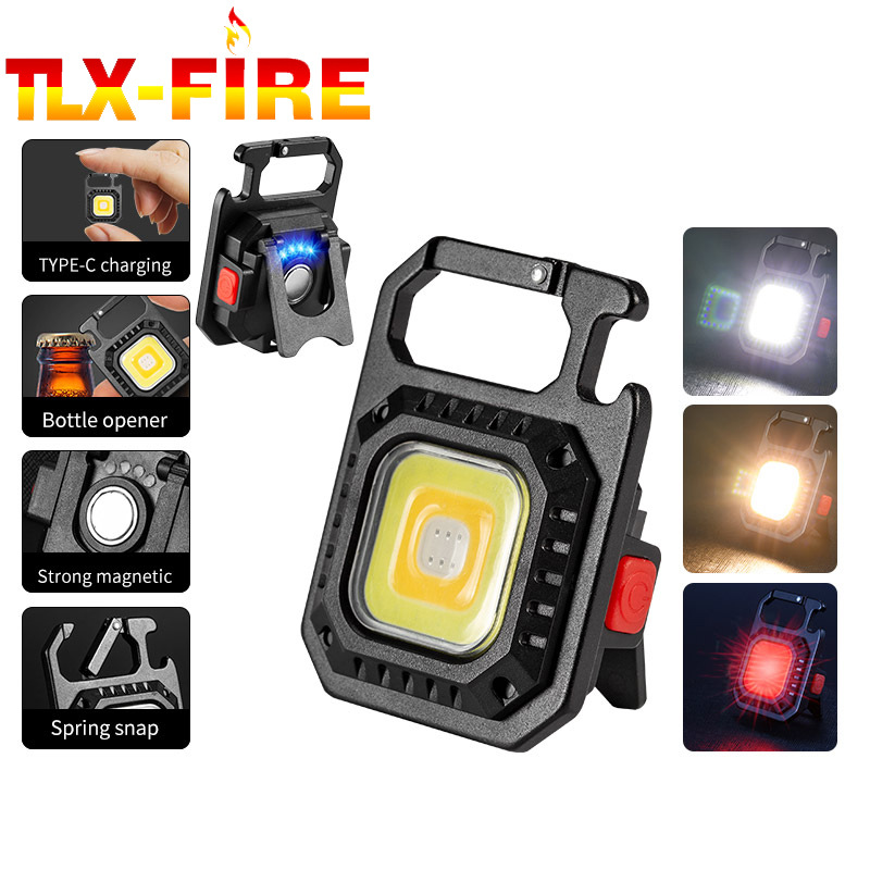 Nuevo mini LED luz fuerte COB linterna llavero luz al aire libre ultraligero portátil rojo y blanco linterna caliente