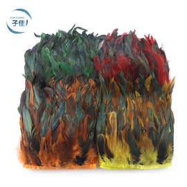 羽毛公鸡泳毛尾毛布条厂家直销DIY裙摆装饰羽毛黑色鸡毛布E18