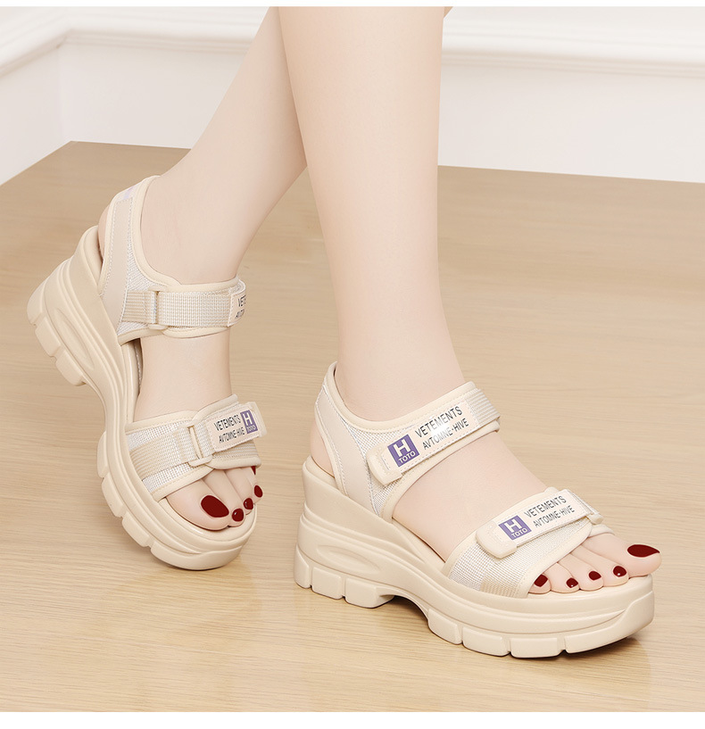 Sandal thể thao nữ đế dày kiểu La Mã quai Velcro mùa hè 2024 — 1997 đen tím, Màu be 1997 chi tiết 14