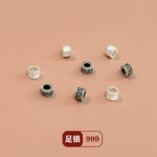 s999足银祥云隔珠复古圆环国风挂件diy水晶手链项链串珠编绳配件