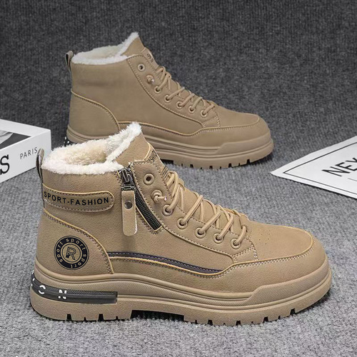 Martin boots, men's shoes, high-top winter velvet, thick cotton shoes, waterproof and non-slip, construction site work, labor protection work boots