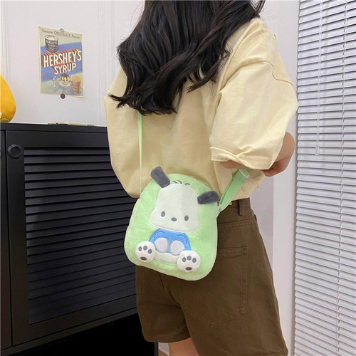 Cartoon Fashion Plush Doll Girl Heart Shoulder Bag Kurome Melody Doll Bag Gift Accessories Crossbody Bag