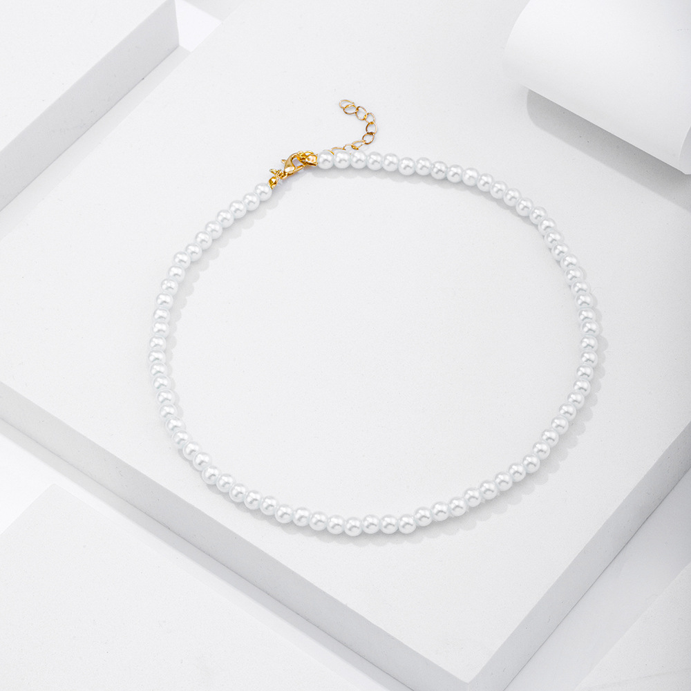 retro simple pearl chain bracelet necklace wholesale nihaojewelry