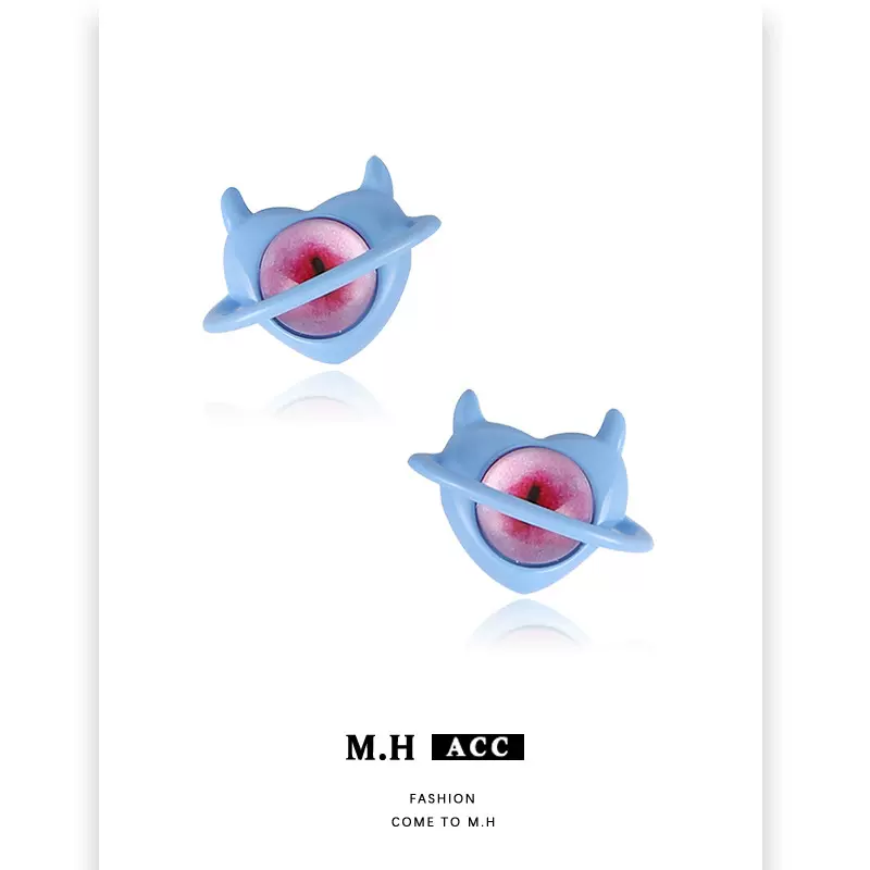 多巴胺恶魔爱心耳钉女款时尚小众设计感精致百搭925银针耳饰批发