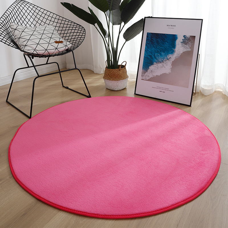 Salón de estar alfombra redonda de coral alfombra simple viento de color sólido estudio computadora silla giratoria alfombra antideslizante alfombra de aislamiento doméstica