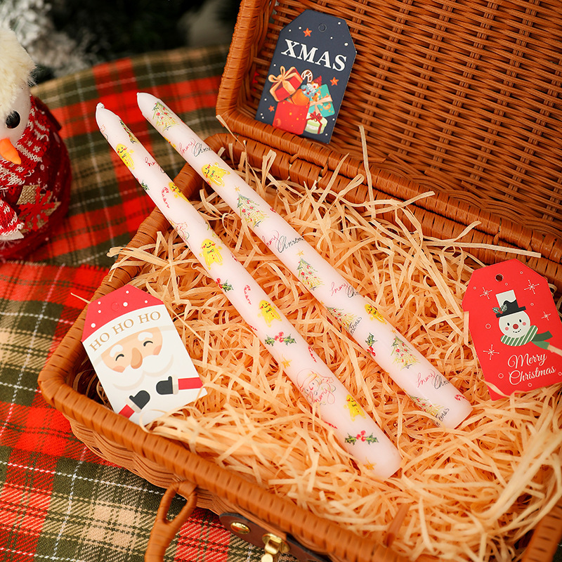 クリスマス香りキャンドルヨーロッパプリントロングロッドワックス漫画かわいい雰囲気の装飾品ホーム撮影装飾|undefined