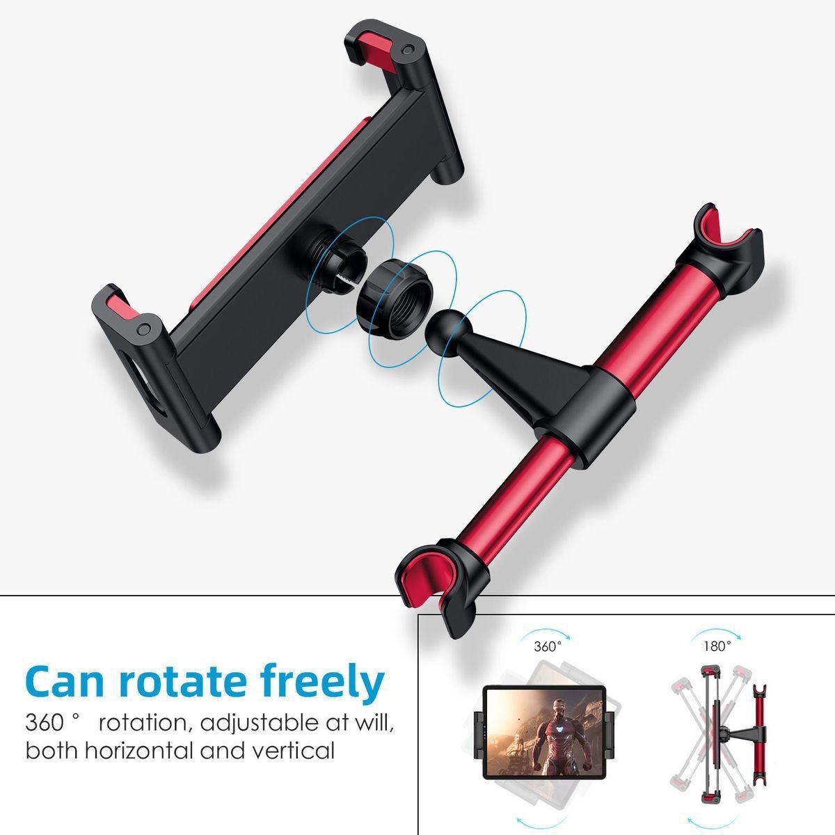 Car-mounted phone and tablet holder for rear seat headrest, multifunctional support for iPad, automotive accessories