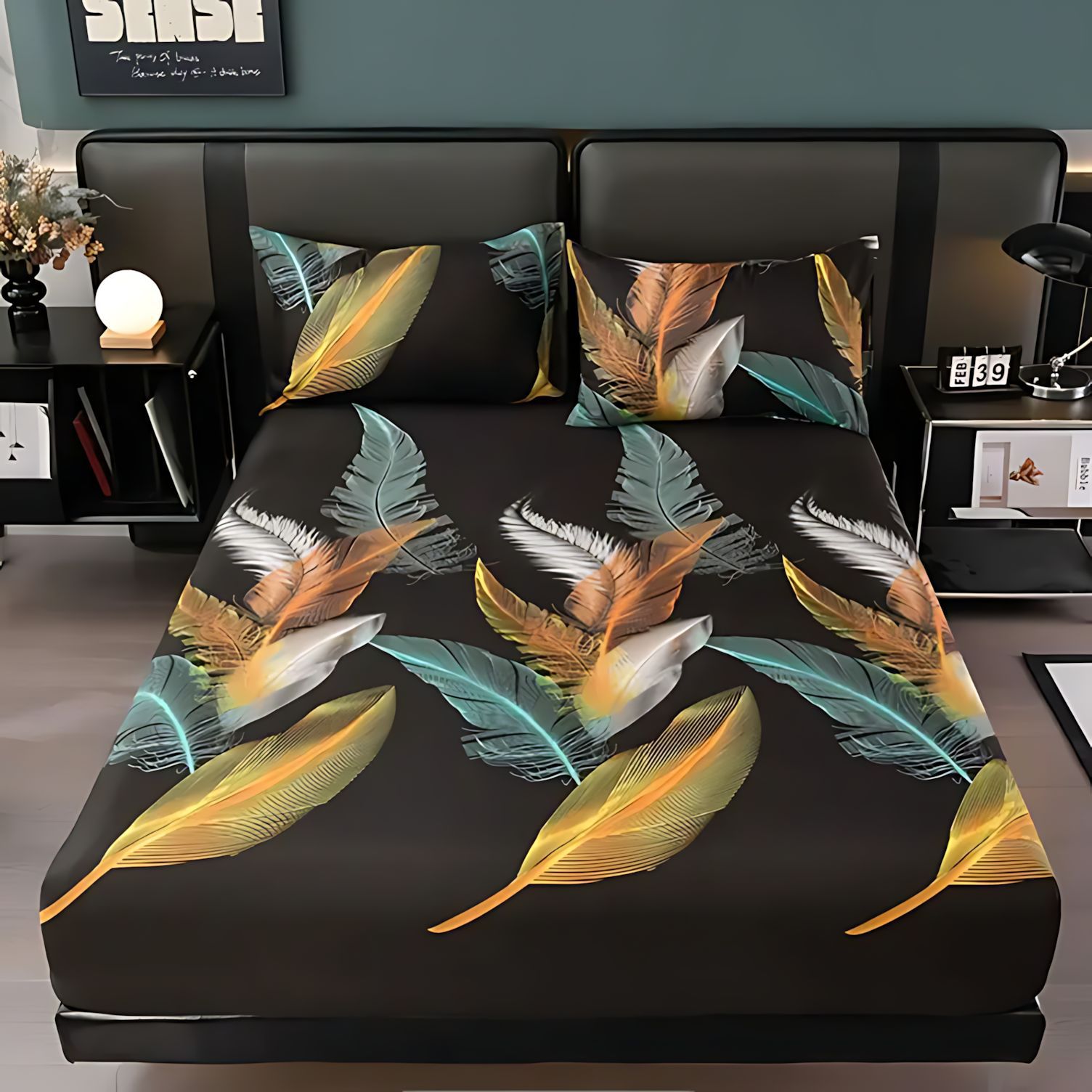 TEMU / JIT simple viento de alta definición impresión digital cama cómoda camisa colchón kit para hacer dibujos