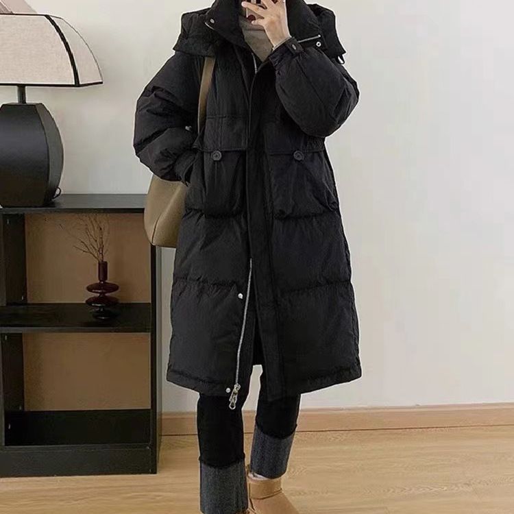 中长款过膝羽绒服女2025年冬季新款韩版宽松连帽休闲加厚抗冻保暖|undefined