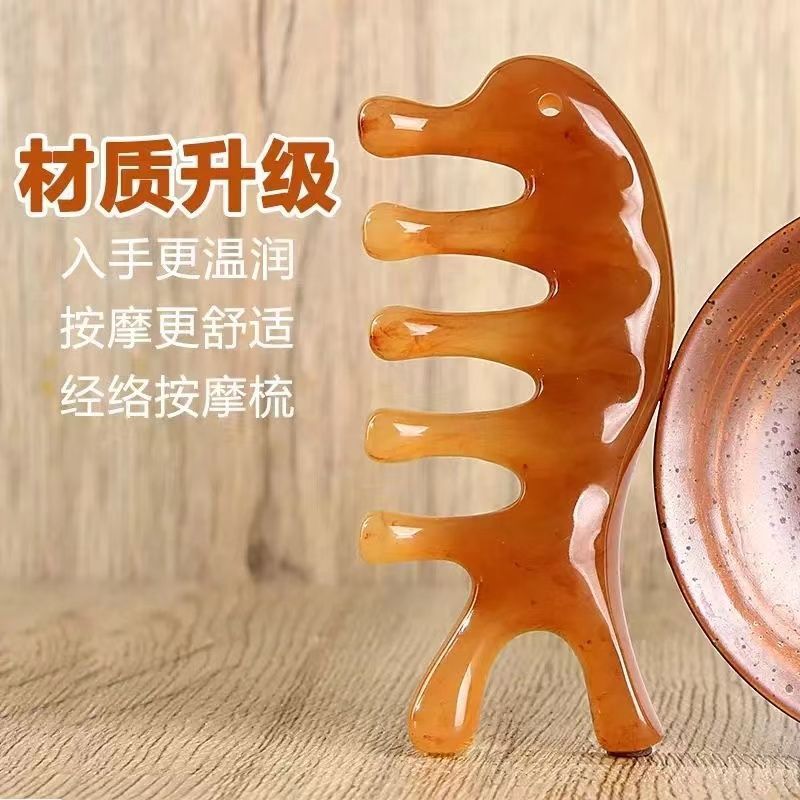 鼻を伸ばして鼻を剃る器のイルカの頭の肩首のマッサージの櫛の樹脂の檀木の大きい5歯の丸い頭の経絡の頭の皮の治療の櫛|undefined