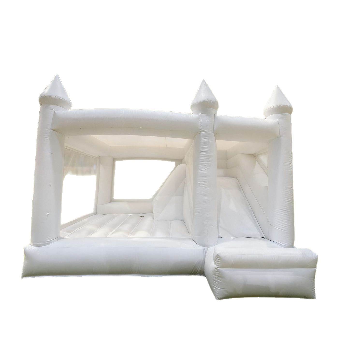 Trampolín blanco infláble boda castillo trampolín de boda europea y americana fotografía al aire libre propuesta de boda
