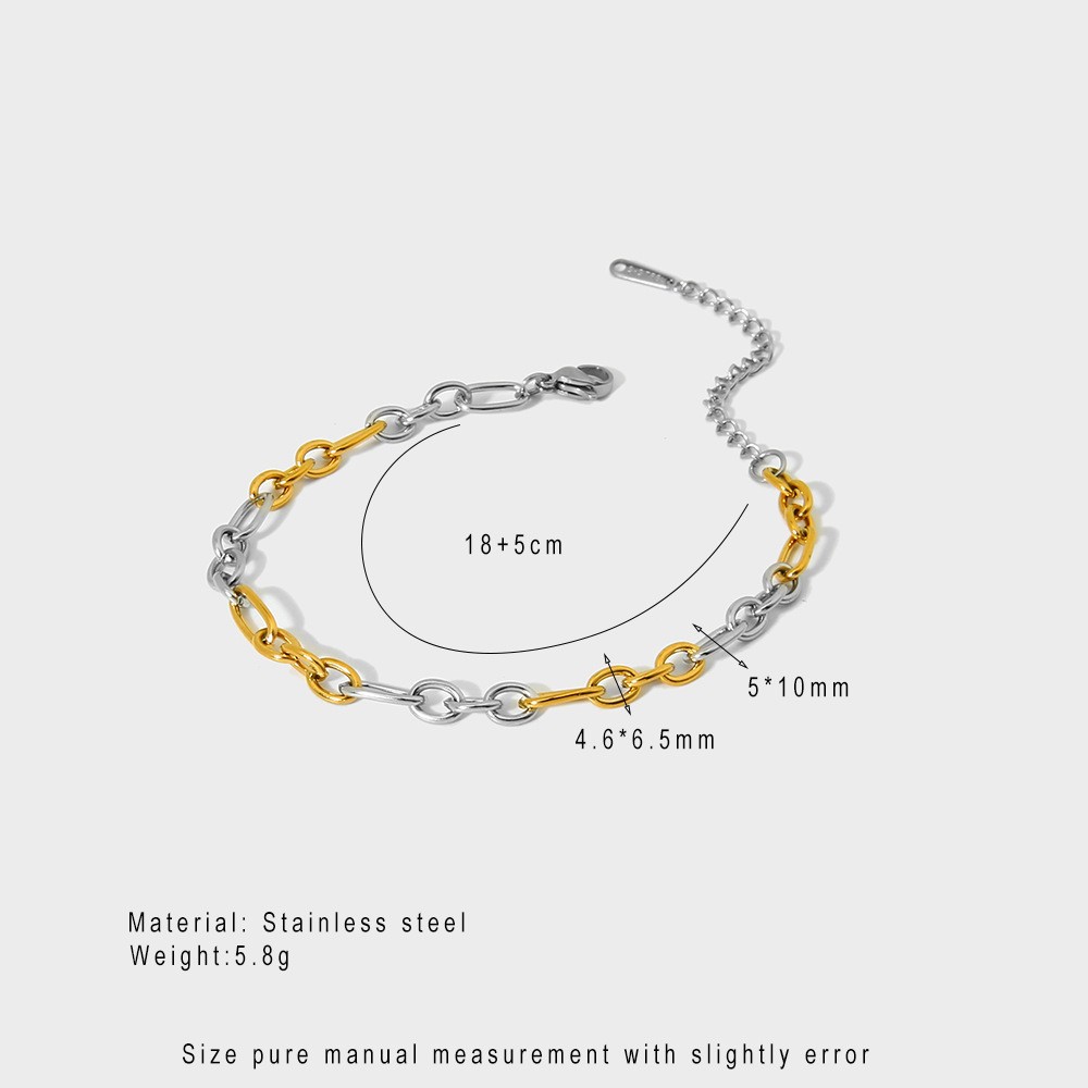 Bracelets Classification 304 Stainless Steel Chain Material IG Style Simple Style Geometric 304 Stainless Steel Cable Chain Bracelets In Bulk
