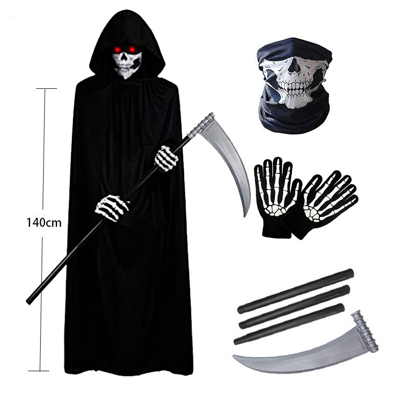 Factory Direct Sales Halloween Costumes for Children and Adults, Male and Female, Grim Reaper Capes, Party Performance Costumes, Wizard Robes, Vampire Costumes