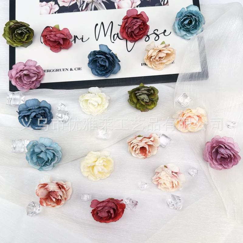Mori simulation hibiscus flower head DIY wreath hairpin accessories silk flower wedding home decoration accessories fake flowers wholesale Mori simulation hibiscus flower head DIY wreath hairpin accessories silk flower wedding home decoration accessories fake flowers wholesale