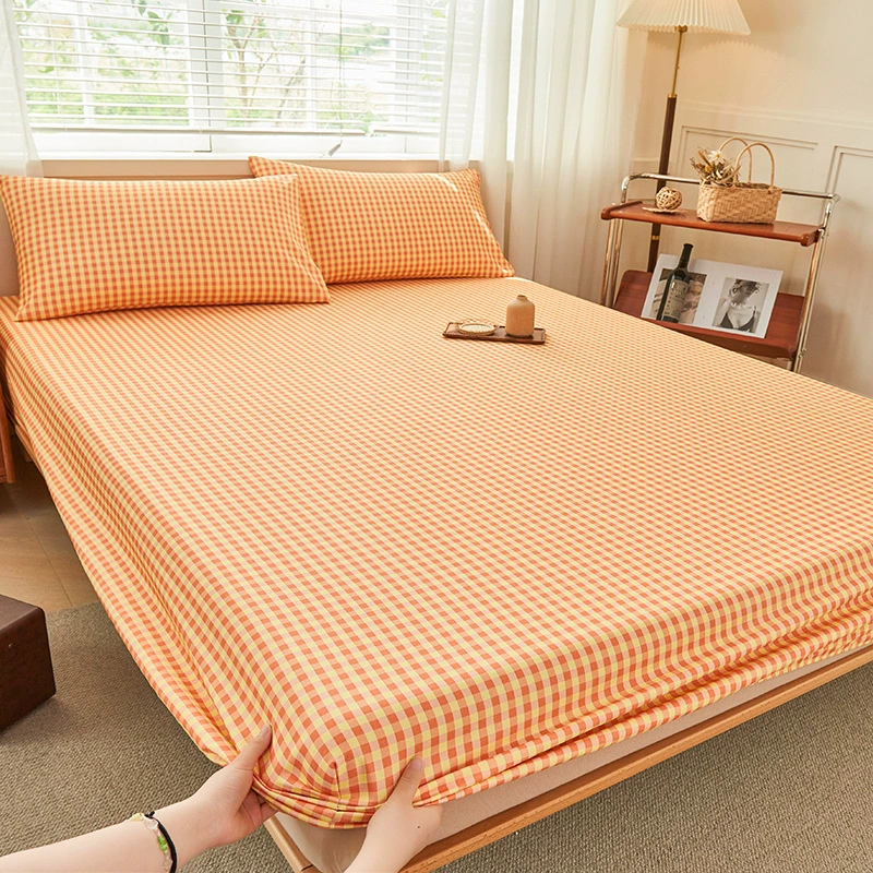 Thickened old coarse cloth sheets, simple striped home double machine washable student dormitory sheets, can be equipped with a three-piece set