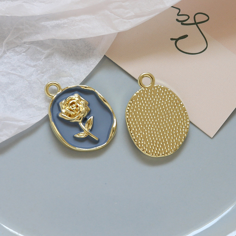 65g Weight Pearl Inlay Material Charms, Jewelry Accessories Classification 10 PCS/Package Quantity Alloy Material Rose Pattern Enamel, Inlay Design Sweet Style 10 PCS/Package Alloy Pearl Rose 9