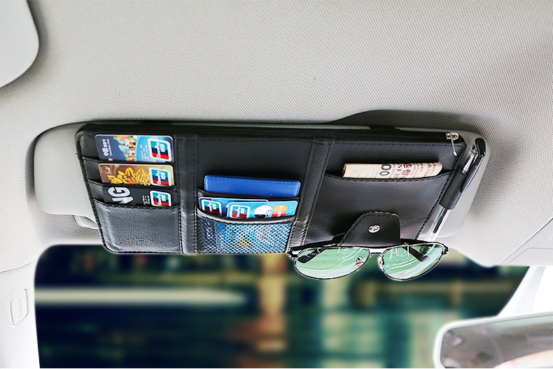 Car Sun Visor Card Holder Glasses Holder Multi-Functional Bill Holder Car Mobile Phone Id Holder Car Storage Bag