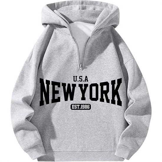 2025 Spring Men's and Women's 1/4 Zipper Pullover Hoodie Long-Sleeved Shoulder Sweatshirt Casual Pullover Hoodie