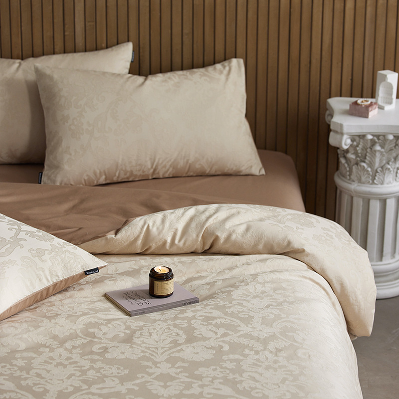100% de algodón en relieve Jacquard cuatro piezas de cama cuatro piezas de cama de clase A sábanas de algodón de grado madre y bebé sábanas de cama