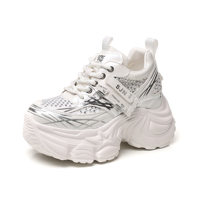 Giày sneaker nữ đế dày platform tăng chiều cao phong cách hot trend — đen