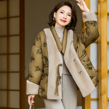 国风款羽绒服女冬季新款中年妈妈装气质优雅鸭绒防寒服外套女批发