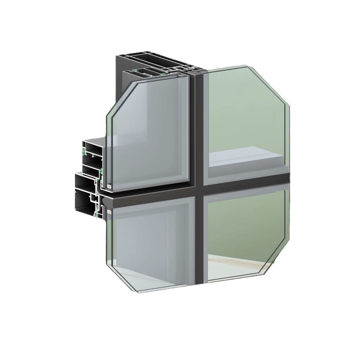 Foshan glass curtain wall processing hotel office building fully hidden frame aluminum alloy insulating glass curtain wall