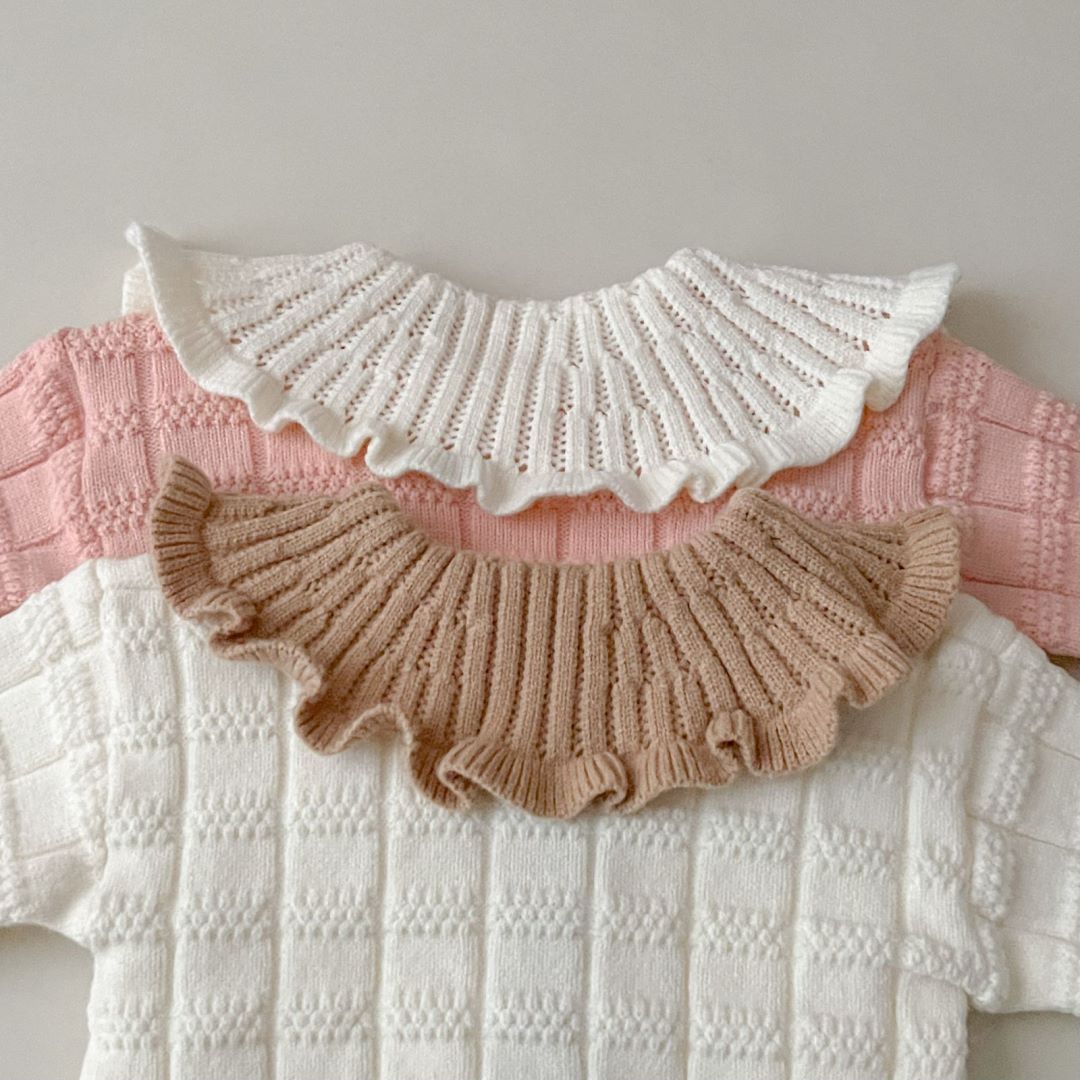 Giacca lavorata a maglia in due pezzi da ragazza 2023 autunno / inverno nuovo cardigan con risvolto grande per ragazza coniglio con maglione carino_voghion.com