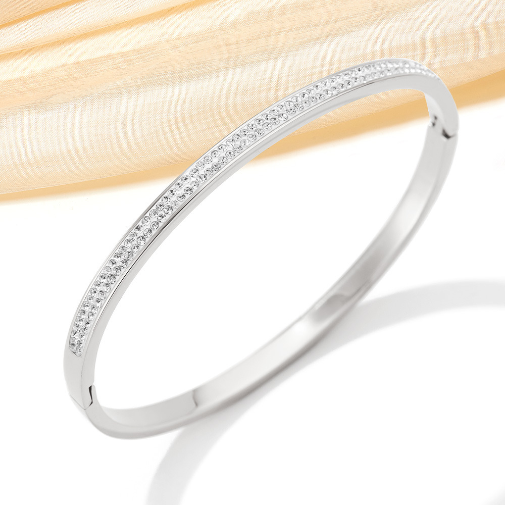 16K Gold, White Gold Plated, Gold Plating Plating Color Daily Occasion Fashion Solid Color 304 Stainless Steel 16K Gold Plated White Gold Plated Gold Plated Rhinestones Stainless Steel Bracelets In Bulk