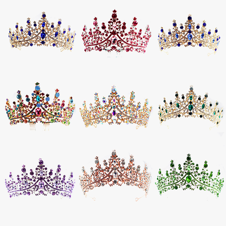 Coronas populares europeas y americanas, corona de princesa, corona de boda con diamantes de imitación, corona de cristal para novia, diadema para el cabello.